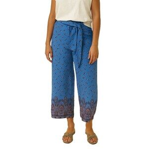 Ann Taylor Factory Pants Womens Sm Wide Leg Blue Floral Gaucho Beachy Vacation